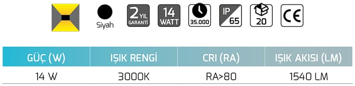 Goya Gy 6232 14 Watt Ledli Duvar Aplik